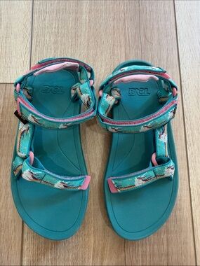 Teva Teal Sandals with Pink Accents